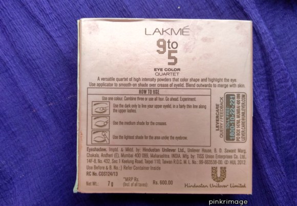 Lakme 9 to 5 Eyeshadow Quartet Desert Rose