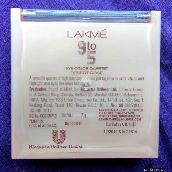 Lakme 9 to 5 Eyeshadow Quartet Desert Rose