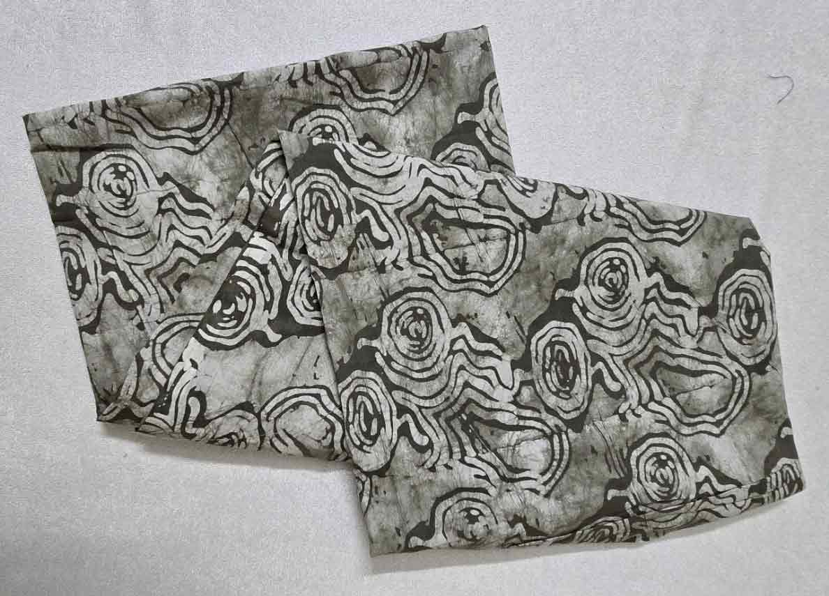 Hand Batik Printed Pure Cotton Fabric (Grey)